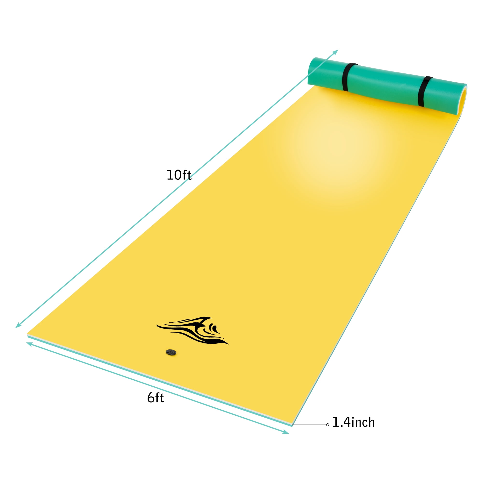 CIPACHO 3-Layer XPE Floating Water Mat with Storage Straps, 10' x 6', Yellow CIPACHO 3-Layer XPE Floating Water Mat with Storage Straps, 10' x 6', Yellow
