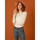thumbnail image 3 of Top de encaje de blubordade manlarcon soplo semitransparente vintage pamujer Beige S, 3 of 6