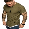 thumbnail image 1 of Men Solid Slub Cotton Pleated Short Sleeve Slim Fit T Shirt, 1 of 5