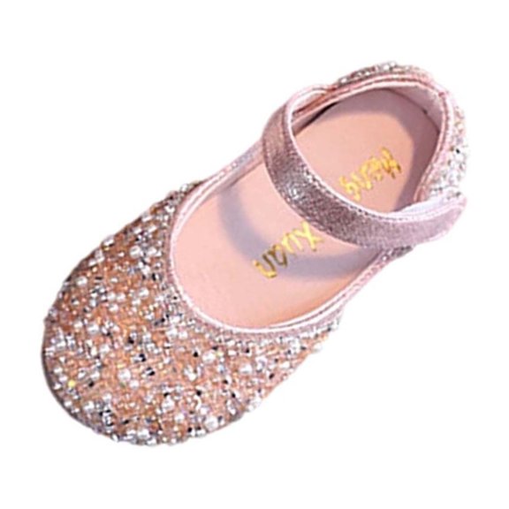 hoksml Girls Sparkly Crystal Embellished Princess Dress Shoes for Wedding, Pageant and Birthday Party
