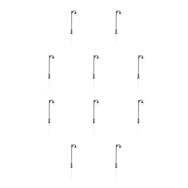Poste de lámpara a escala 1:87 Bearachild Negro (luz blanca) 10piezas