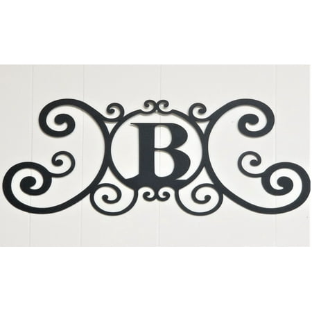 Initial D Wall Scroll Scrolled Iron Metal Letter B Monogram Personalized Initial Wall Art Family Name Decor Plaque Decoration ()