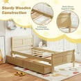 thumbnail image 3 of Resenkos Twin Size Sleigh Bed Frame with Two Large Under-Bed Storage Drawers, Crafted from Solid Wood with a Classic Curved Headboard Design, Natural, 3 of 8
