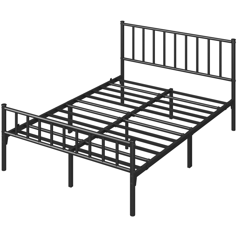Renwick Full Size Metal Platform Bed with Headboard, Black