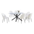 thumbnail image 1 of 7pc Marbre Blanc Enveloppé Table à Manger avec Verre Trempé et Chaises Blanches, 1 of 5