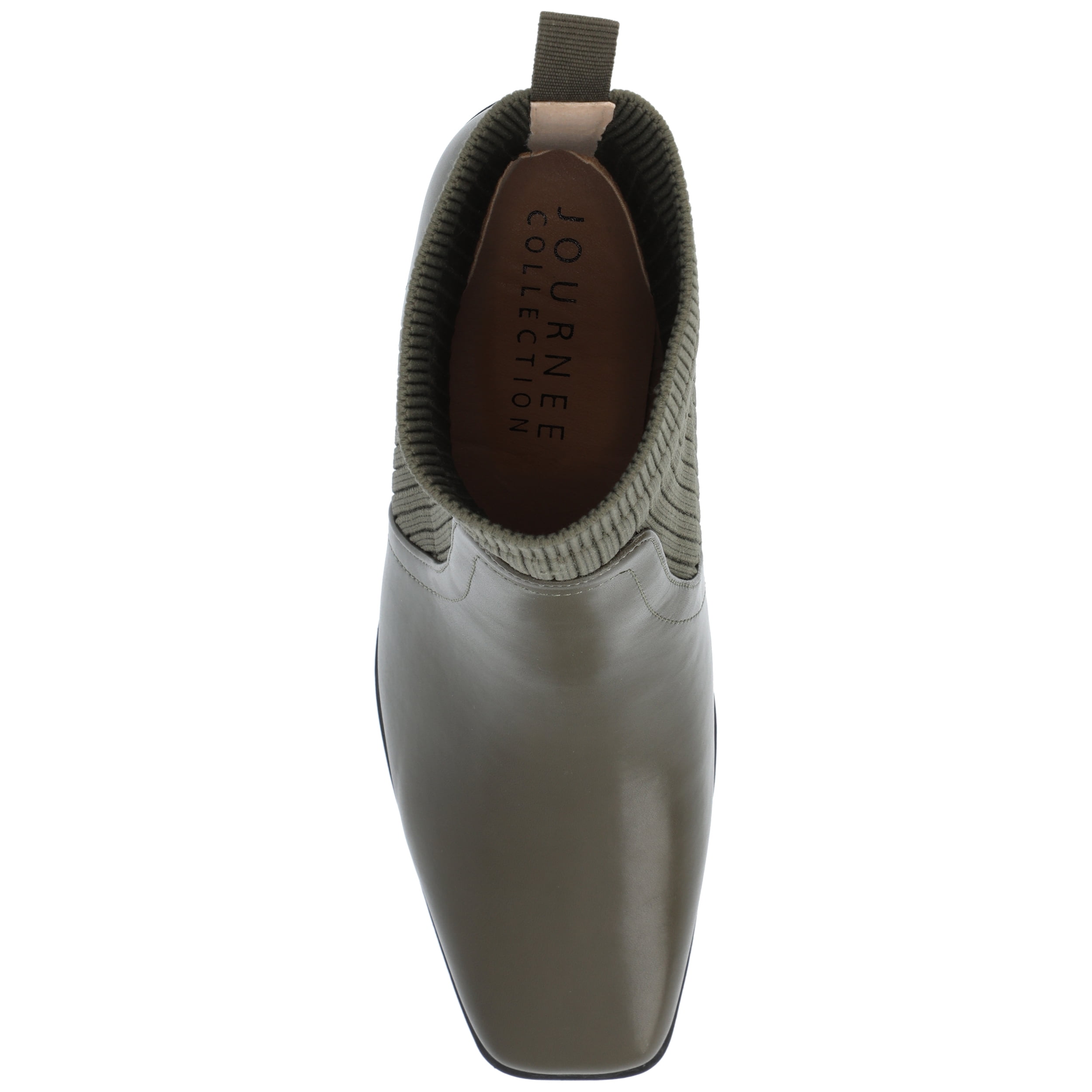Journee Womens Harlowe Chelsea Knit and Vegan Leather Booties, Widths Available
