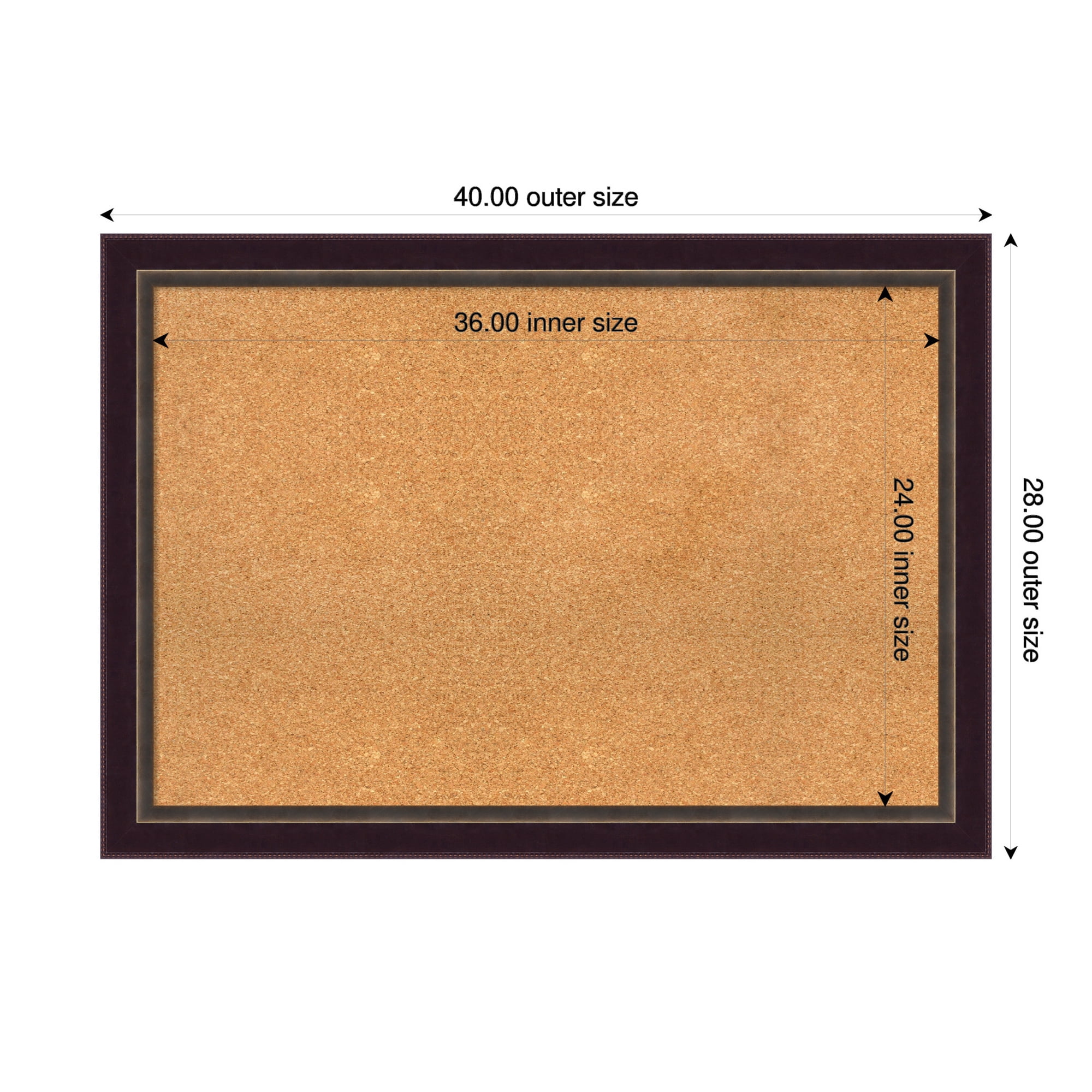 Amanti Art Natural Cork Board Wood Framed Signore Bronze Bulletin Board 40 in. x 28 in.