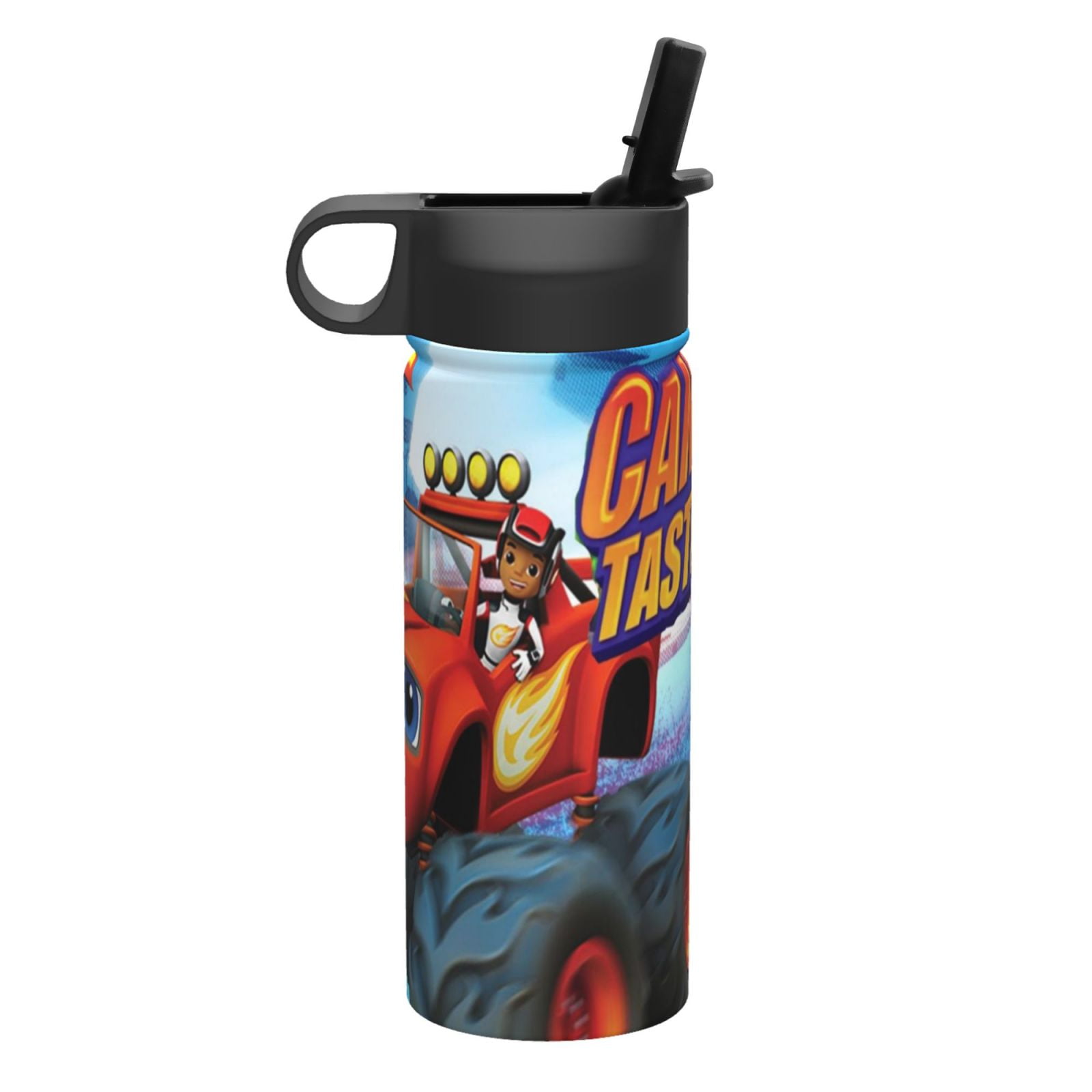 Blaze And The Monster Machines Kids Insulated Water Bottle With Straw - 18 Oz Stainless Steel Double Wall Vacuum Cup, Leakproof, Bpa Free, Suitable For Boys And Girls