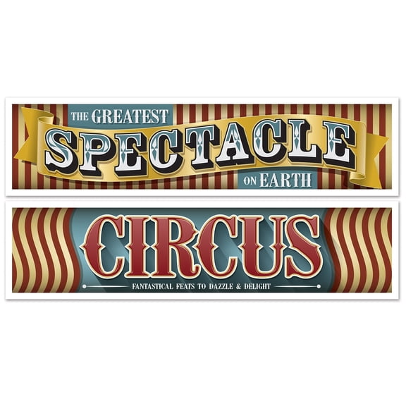 Party Central Club Pack of 12 Vibrantly Colored Vintage Circus Party Wall Banners 60"