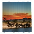 thumbnail image 3 of Ambesonne Savannah Shower Curtain, Wildlife Animal Herd Dawn, 69"Wx84"L, Pale Blue Orange and Brown, 3 of 4