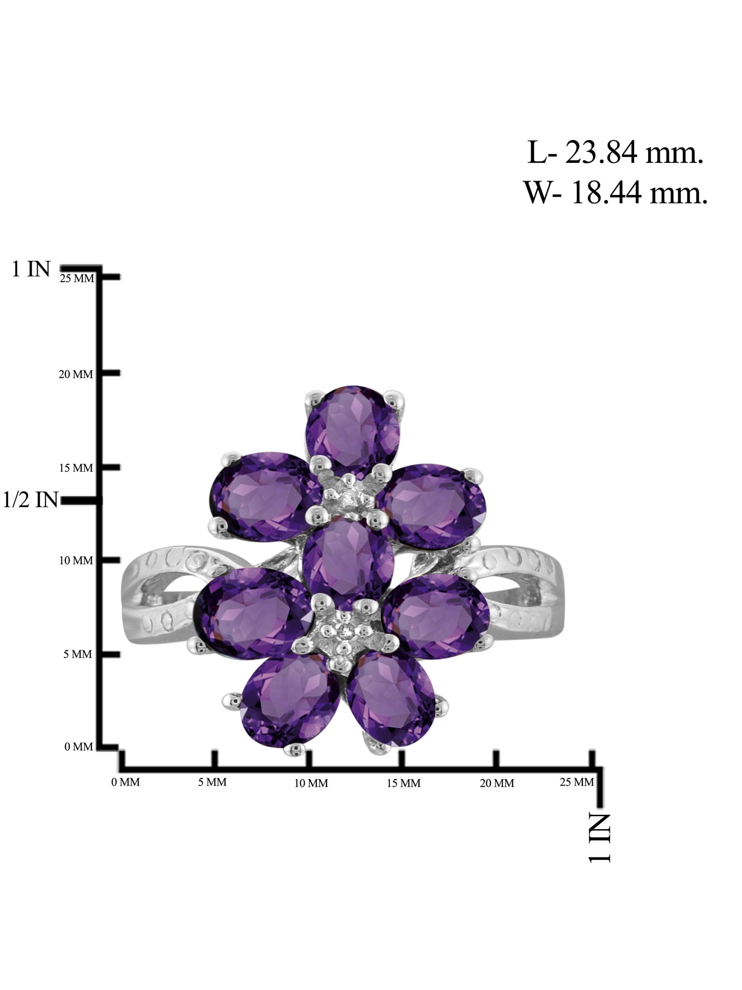 JewelersClub 1 3/4 Carat T.G.W. Amethyst And White Diamond Accent Sterling Silver Ring