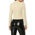 thumbnail image 3 of Chaqueta de motocicleta recortada con cremallera de cuello alto de ante sintético para mujer INSPIRE CHIC XL Beige, 3 of 7