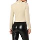 thumbnail image 3 of Chaqueta de motocicleta recortada con cremallera de cuello alto de ante sintético para mujer INSPIRE CHIC XL Beige, 3 of 7