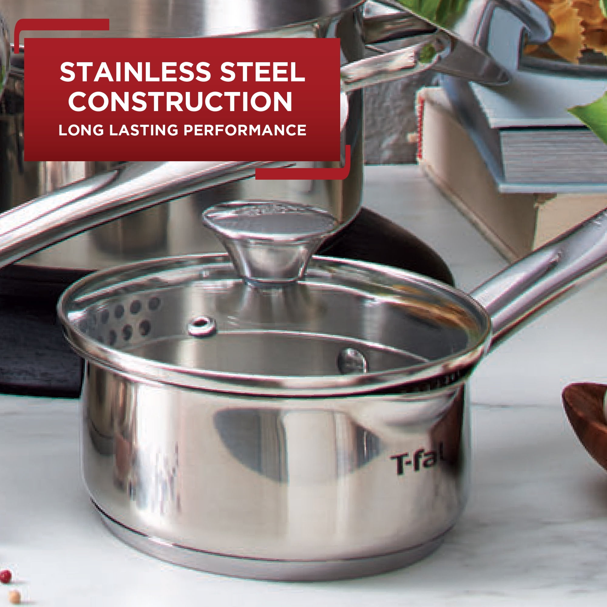 T-fal Cook & Strain Stainless Steel Saucepan, 3 qt - Kroger