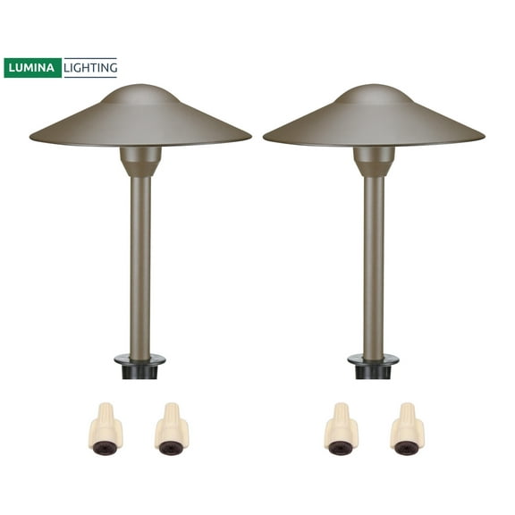 4W Landscape Pathway Lights (2-Pack) - Low Voltage Cast-Aluminum Outdoor Pathway Light and Area Light - 3000K 12V Waterproof - G4 LED 4W Bulb Lighting for Yard Garden Pathway (Bronze)