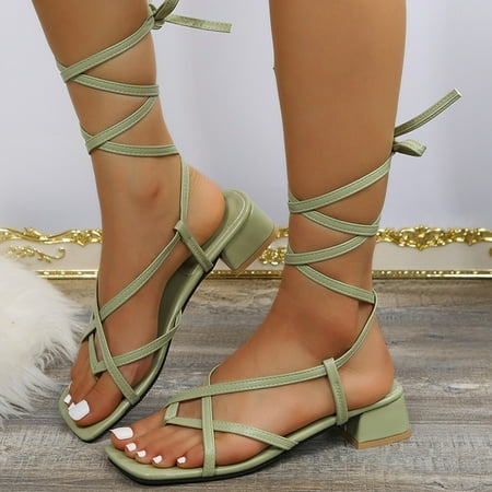 

Vedolay Sandals for Women Women s Low Block Heel Sandal Strappy Open Toe Ankle Strap Low Block Sandal Clear 7