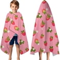 thumbnail image 3 of Strawberry Plants Fruit Flower Hooded Bath Towel，60"x35" for Ages 3 To 12 Kids, Quick Dry Lightweight Soft Microfiber Hood Beach Towel Cover Up for Kids, 3 of 7