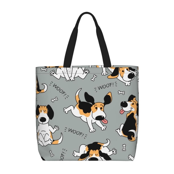 Fotbe Funny Beagle Active Dog Bolsa Tote con Estampado para Mujer, Bolsos con Cremallera, Bolsa de Hombro Casual de Gran Capacidad con Bolsillos Internos
