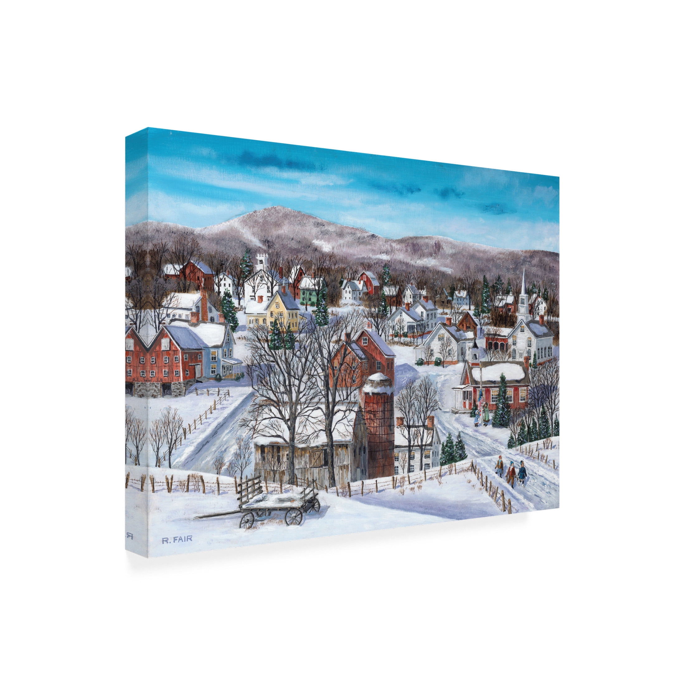 Canvas Wall Art - Bob Fair 'Winter Village' Wall Art for Living Room, Bedroom, or Office Décor by Trademark Fine Art - 47 x 35 Inches