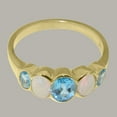 thumbnail image 5 of LBG British Made 9k Yellow Gold Real Natural Blue Topaz & Opal Womens Band Ring - 33 size options - Size 8, 5 of 6