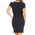 thumbnail image 3 of Women's Casual Solid Puff Sleeves Midi Dress with Belt, 3 of 6