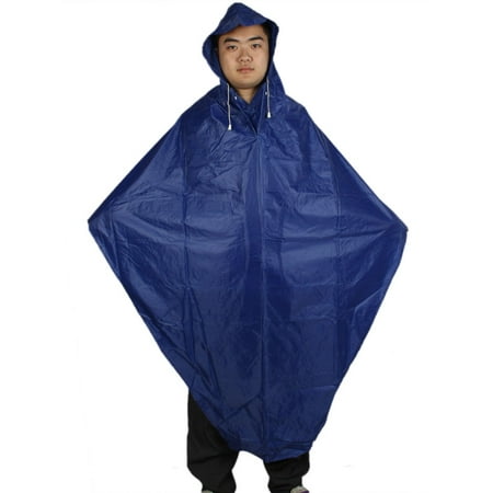 Adults Unisex Blue Cycling Bike Bicycle Plastic Hooded Raincoat (Best Rain Poncho For Biking)