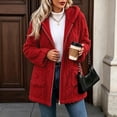 thumbnail image 5 of Enjoytime Fleece Jacket Women Long Sleeve Textured Zip Up Hooded Coat Fall Winter Warm Soft Comfy Casual Mid Length Outerwear, 5 of 7