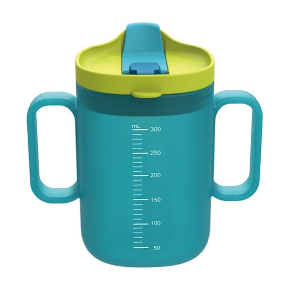 Senior Water Cup,Spill-Proof Cup with Handles,Senior Drinking Mug Non-Spill Cups for Seniors,Feeding Mug with Lid and Straw,Senior Care for Patients,Pregnant and Disabled (Blue,300ml)