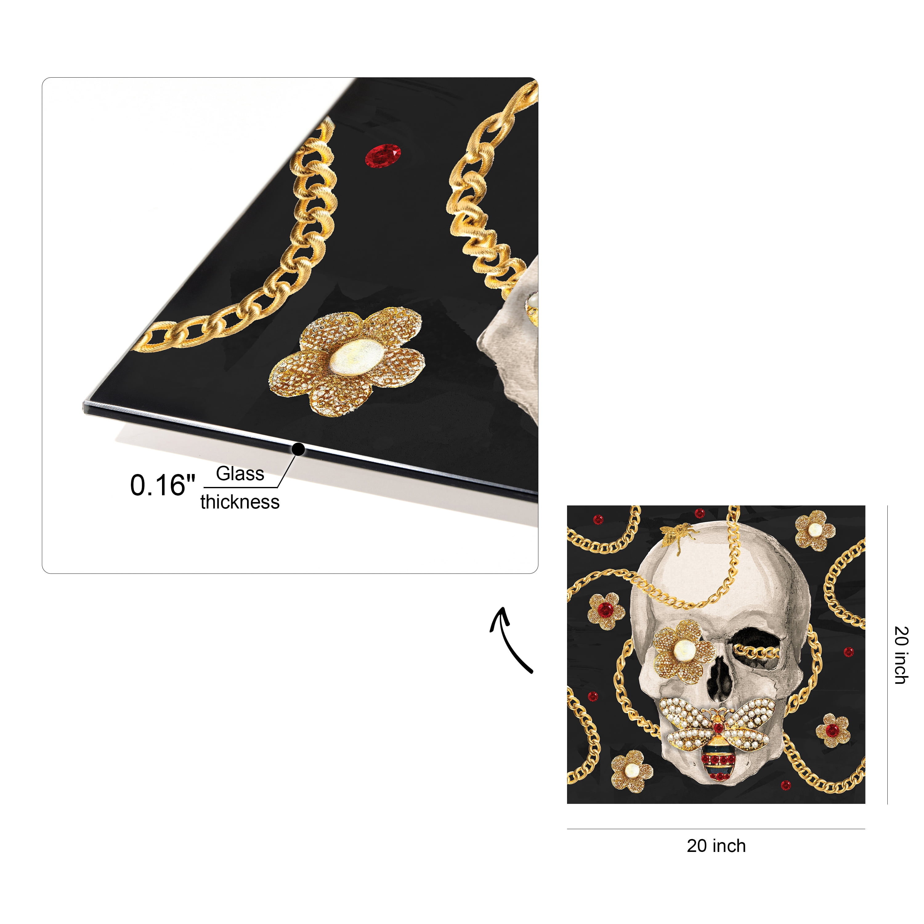 Empire Art Direct Gold Digger Frameless Free Floating Tempered Glass Panel Graphic Wall Art, 24" x 24" x 0.2", Ready to Hang