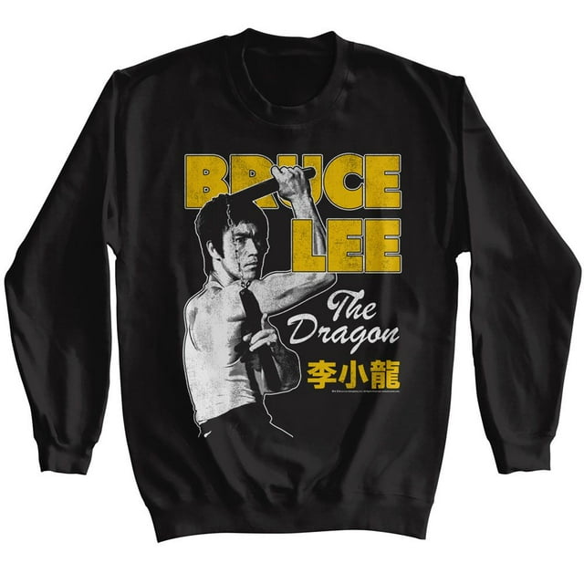 Bruce Lee Chandail Molletonné Noir pour Adulte avec Pose de Nunchuck