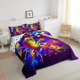 thumbnail image 3 of Gaming Full Size Comforter Sets - Gamer Comforter Full Size Bedding Set, Gothic Halloween Spider Blue Yellow Purple Gamer Room Decor, 3 of 6