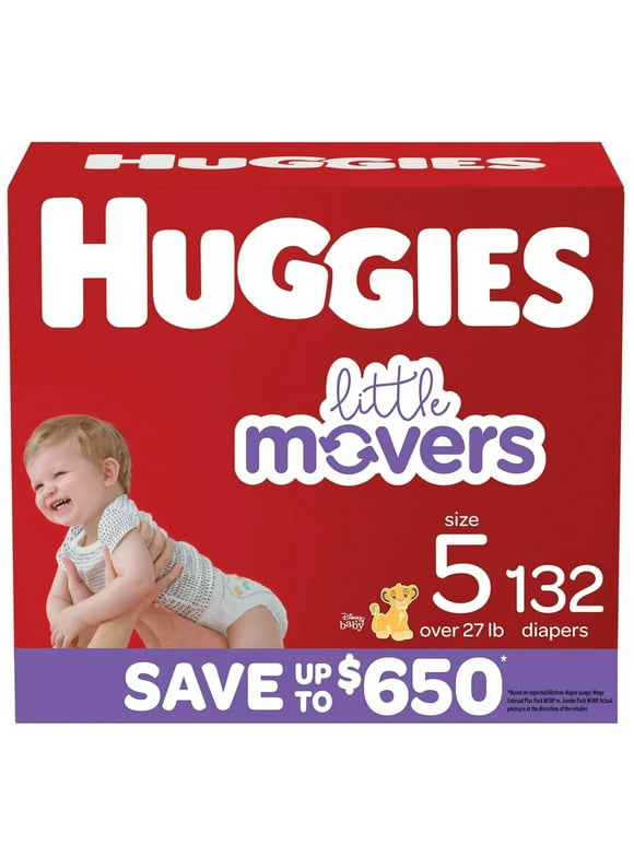 Huggies Little Movers Diapers Size 5 - 27+ Pounds (132 Count)