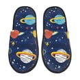 thumbnail image 2 of KLL Planets and Stars Slippers for Women Men House Slip on Indoor Outdoor Bedroom Furry Fleece Lined Ladies Comfy Anti-Skid Rubber Hard Sole-Large, 2 of 8