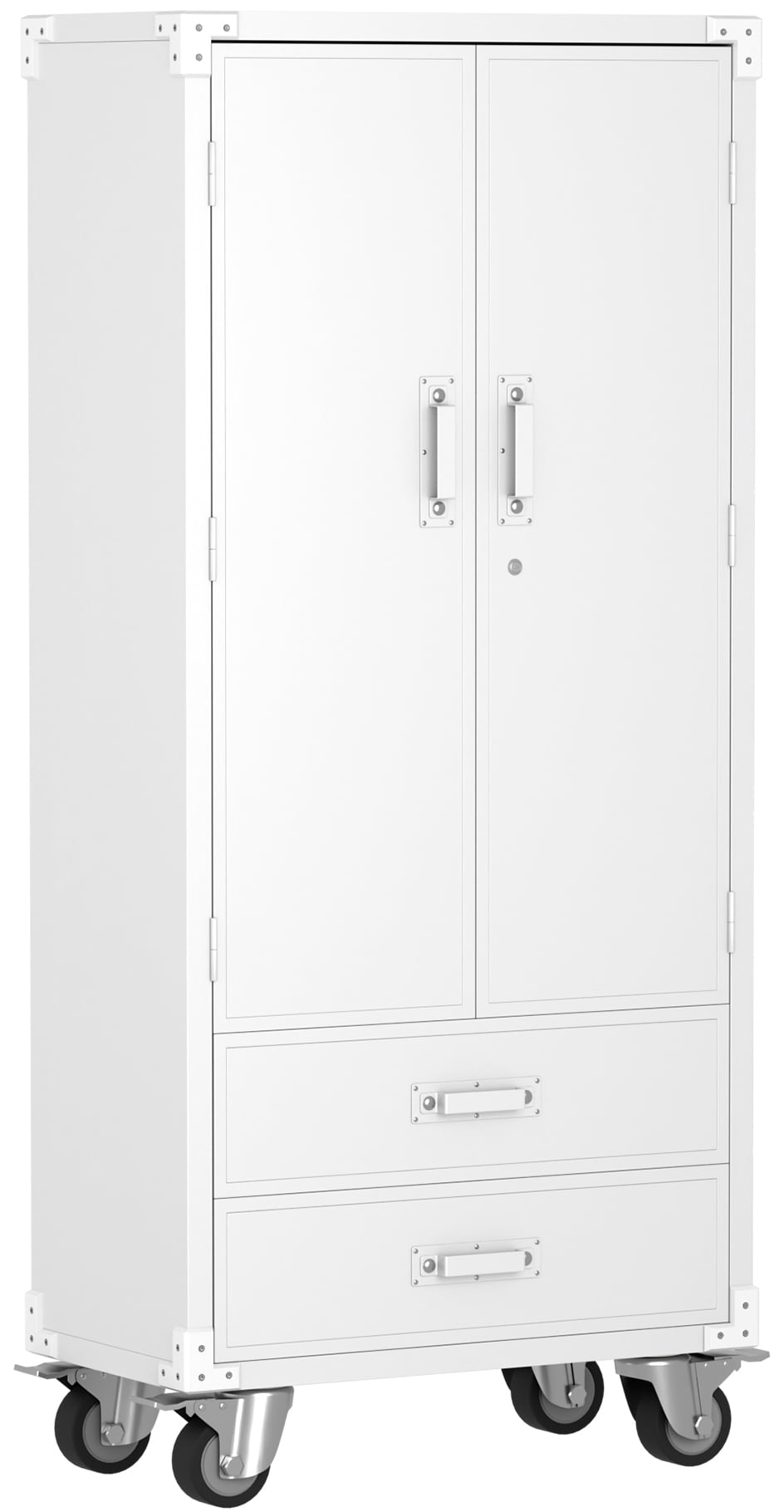 Supeer Lockable Rolling Metal Storage Cabinet with 2 Drawers and 2 Doors, White, 72 inches