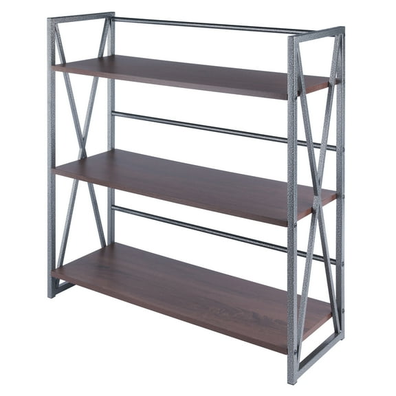 Winsome Wood Isa 3-Tier Shelf, Graphite & Walnut