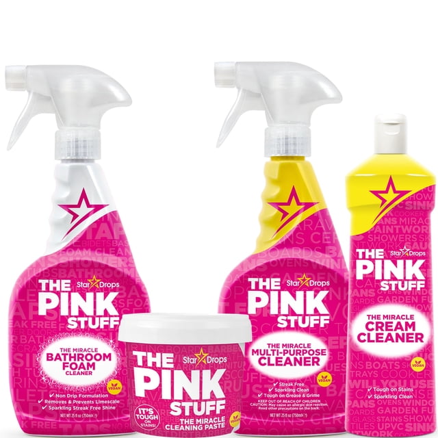 Stardrops - The Pink Stuff - Miracle Cleaning Ultimate Bundle â?? Paste, Multi-Purpose Spray, Bathroom Foam Spray, and Cream Cleaner â?? Ideal for