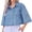 Light blue, variant on Half Sleeve Women Button Down Lapel Casual Cropped Denim Tops