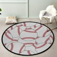 thumbnail image 2 of FREEAM Kids Round Nursery Area Rug 3 ft Baseball Seamless Pattern Tennis Ball Vector Tile Non Slip Play Mats for Kids Boys Girls Playing Room Living Room, 2 of 6