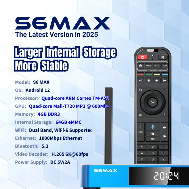 2025 SuperBox S6 MAX 4GB RAM 64GB ROM 6K Ultra HD Built-in Voice