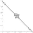 thumbnail image 2 of 10.9mm 925 Sterling Silver Rhodium Plated Brilliant-cut CZ Flower Anklet With 1 Inch Extender 9 Inch Anklet for Women, 2 of 2