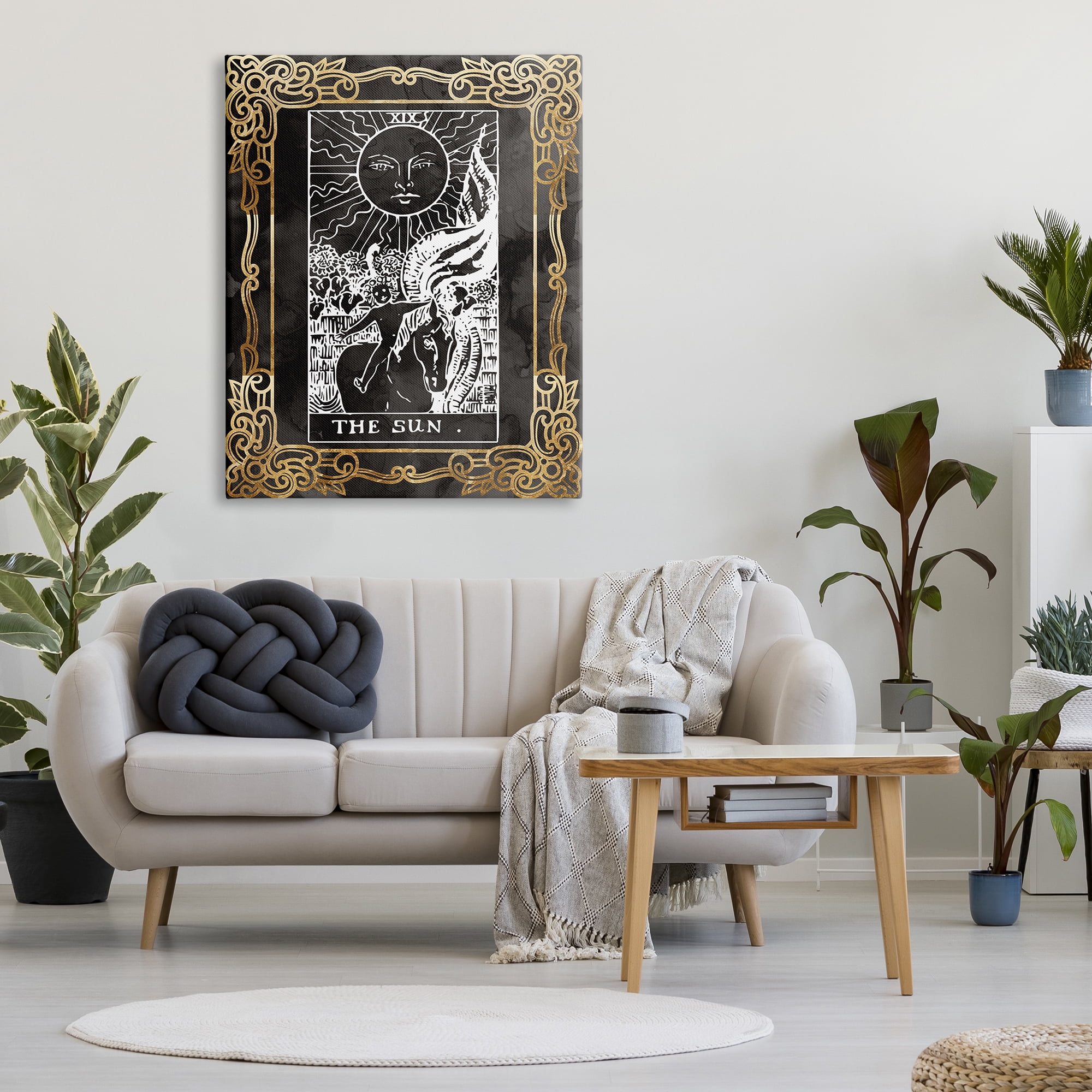 Stupell Industries Patterned Sun Tarot Landscape Painting Gallery Wrapped Canvas Art Print Wall Art, 36 x 48