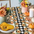 thumbnail image 4 of ERUNPONLY Thanksgiving Table Runner - 72 Inch Long Fall Orange Pumpkin Sunflowers Black Plaid Cotton and Linen Blended Dress Scarves Farmhouse Table Runner for Kitchen Dining, Coffee Table, 16" x 72", 4 of 8