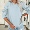 thumbnail image 7 of Pxiakgy Crewneck Sweatshirts Women Long Sleeve Crew Neck Sweatshirt Trendy Casual Pullover Tops Fall Winter Outfits 2025 Women's Solid Color Round Neck Pocket Long Sleeve Top Sweatshirt Light Blue Xl, 7 of 7
