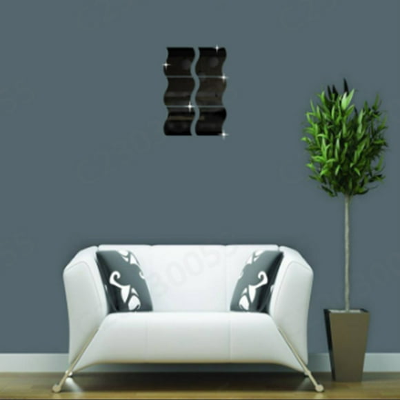 TIMIFIS Wall Stickers 6 PCS Wavy Mirror Wall Stickers Full Length Mirror Home Decor Acrylic Mirror Plastic Sheet for Home Living Room Bedroom Sofa Tv Wall Decor Home Decor