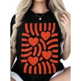 thumbnail image 2 of Women's T-Shirt Red Love Abstract Stripe Minimalist Art Short Sleeve Casual Tee Classic Crew Neck T Shirt for Women Black, XL, 2 of 7