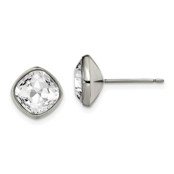 Primal Steel Titanium Faceted Crystal Square Post Earrings