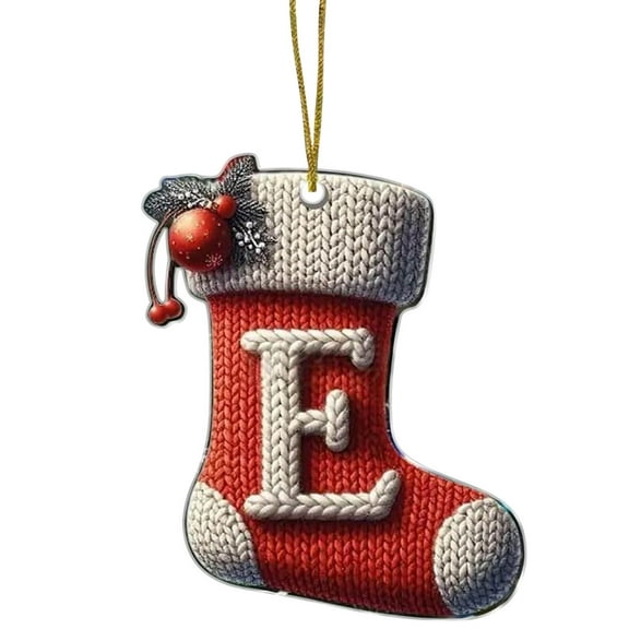 HaoXun 26 Pcs Acrylic Christmas Stocking Ornaments - Personalized Alphabet Letter Hanging Decor with Knit-Style Design for Xmas Tree Holiday Home Party Decoration