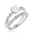 thumbnail image 3 of Dazzling Boho & hippie 1.75 Carat Round Cut Diamond Moissanite Classic Inspired Engagement Ring, Unique Twist Band Wedding Ring in 10k Solid White Gold, Gift For Her, Promise Ring, One Matching Band, 3 of 3