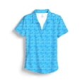 thumbnail image 5 of SCALES Sea Stripes Womens Short Sleeve Polo Aqua, XLarge, 5 of 5