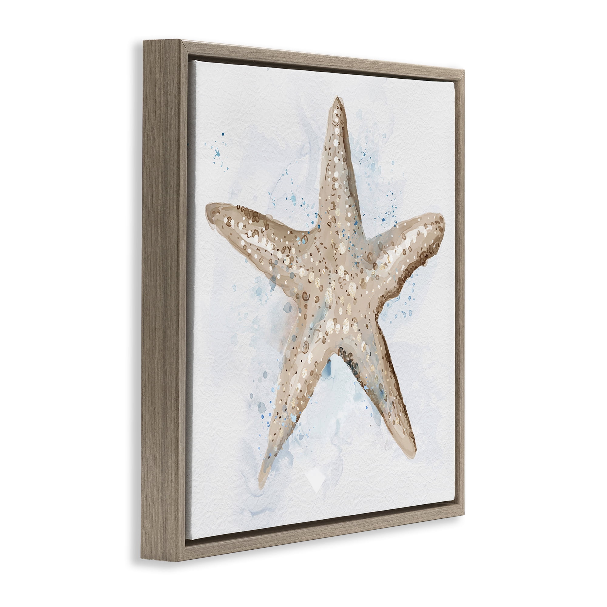 Stupell Industries Bubbly Beige Starfish Animals & Insects Painting Brown Floater Framed Canvas Art Print Wall Art, 18 x 18